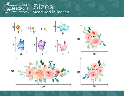 Flower Decals for Walls - Butterfly Stickers - Upgrade Your Custom Name