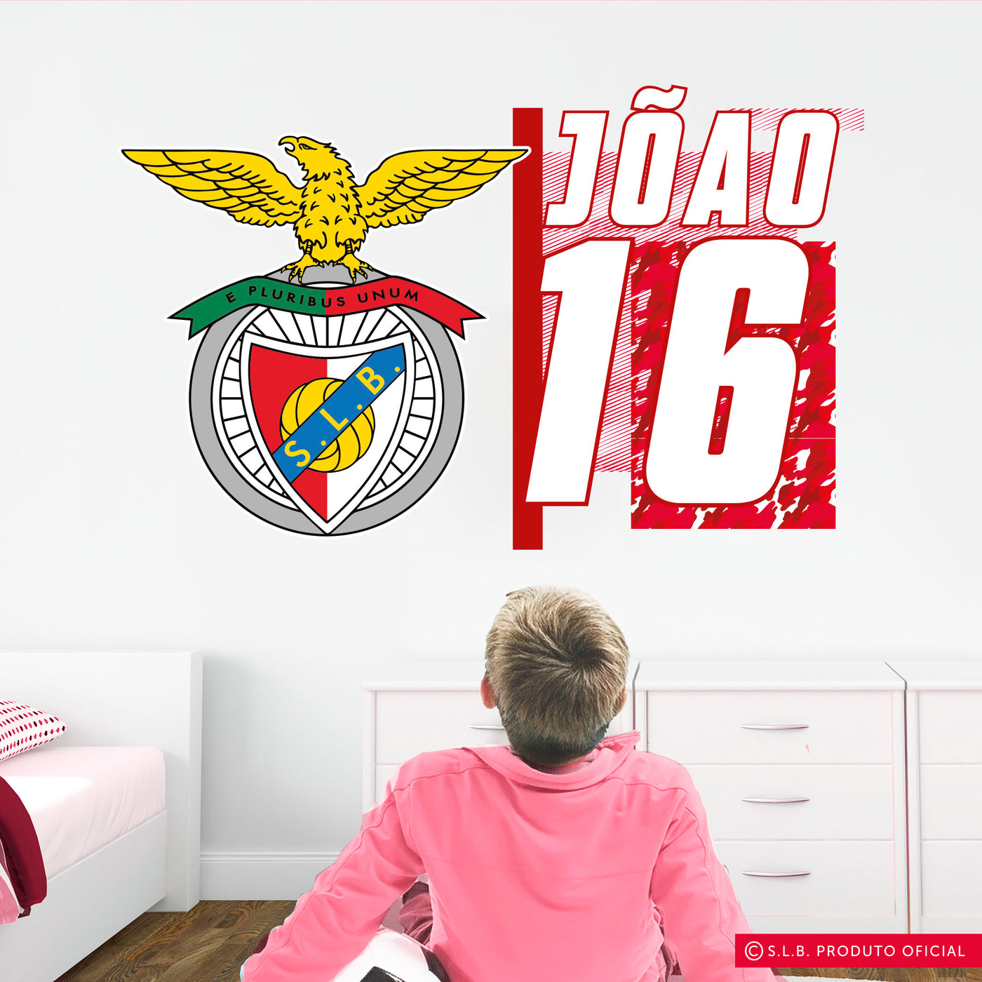 Autocolante de Parede Personalizado do Benfica FC para Crianças