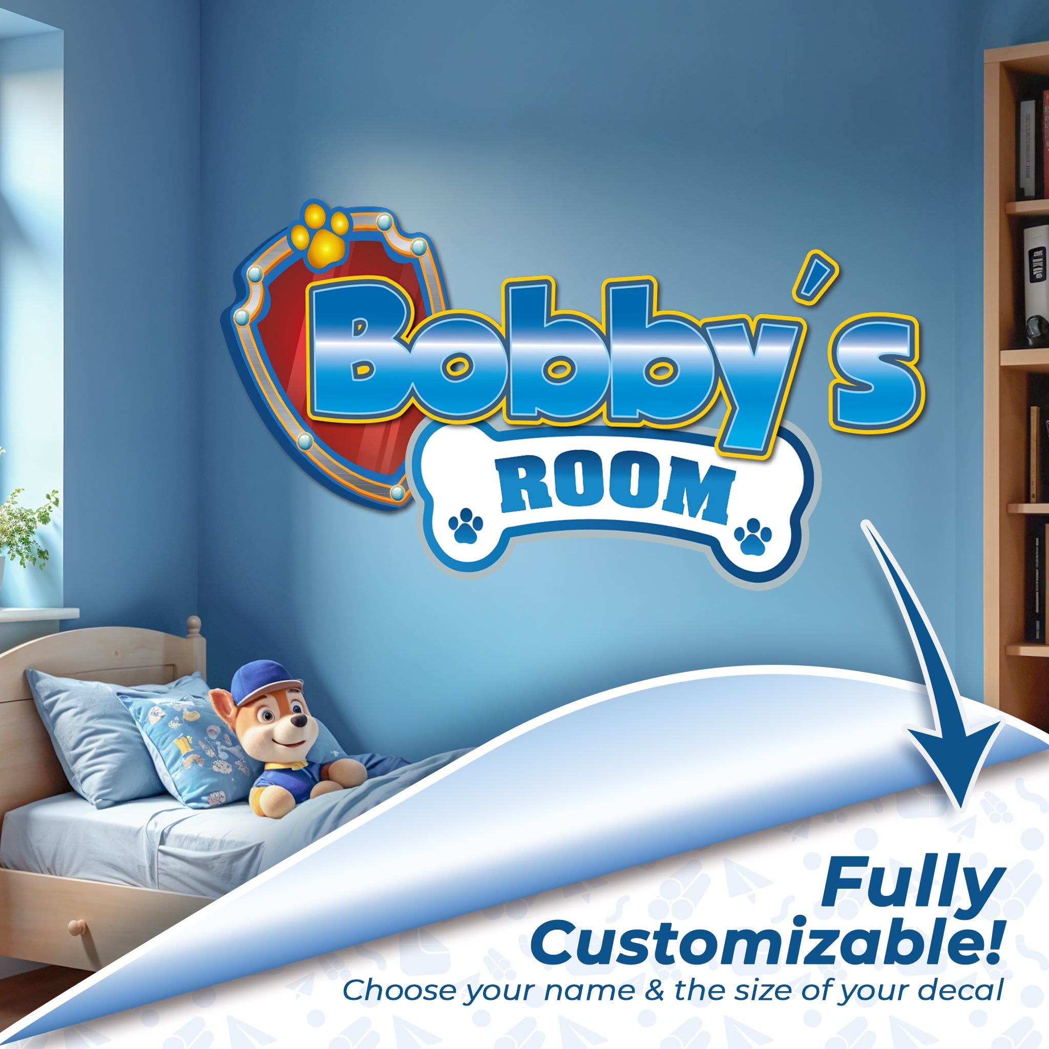 Custom Puppy Rescue Name Wall Decal — Personalized Kids' Room Wall Sticker