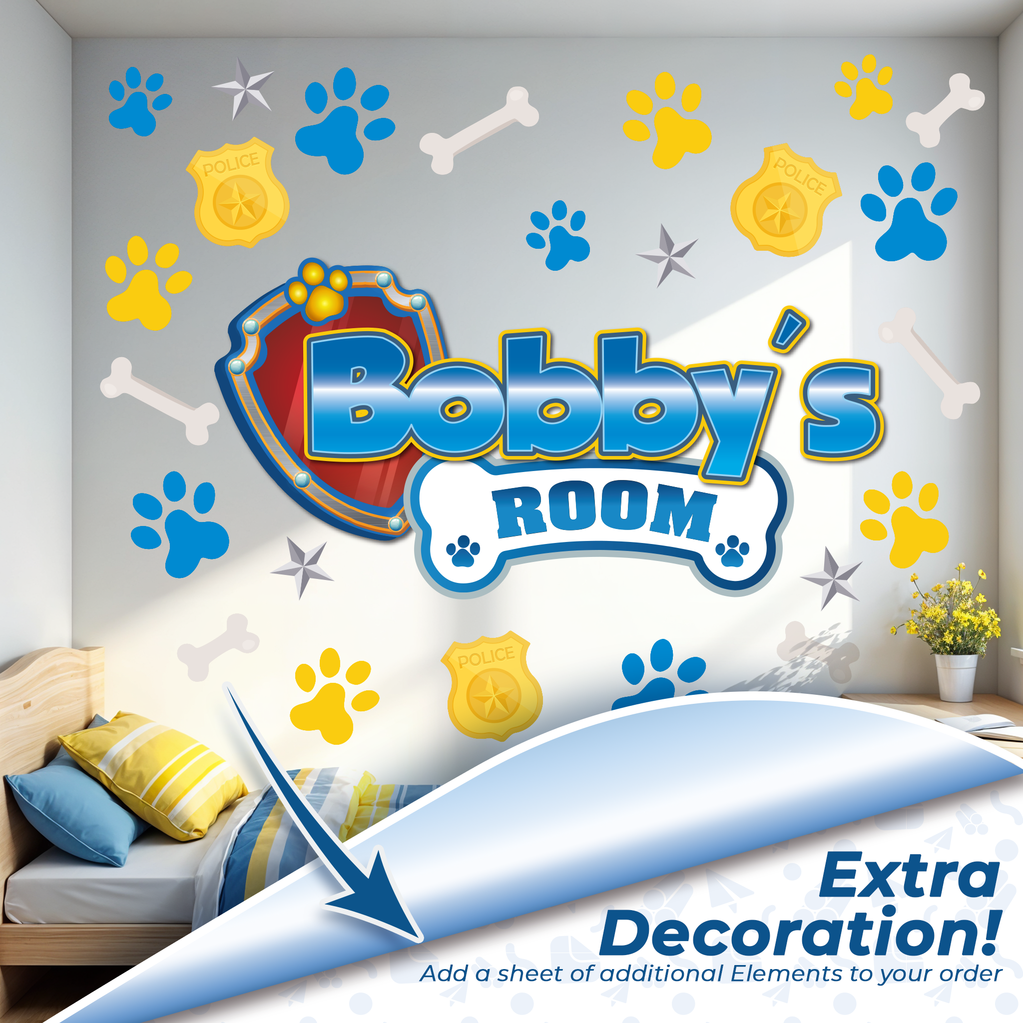 Custom Puppy Rescue Name Wall Decal — Personalized Kids' Room Wall Sticker