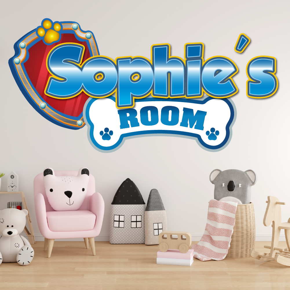 Custom Puppy Rescue Name Wall Decal — Personalized Kids' Room Wall Sticker