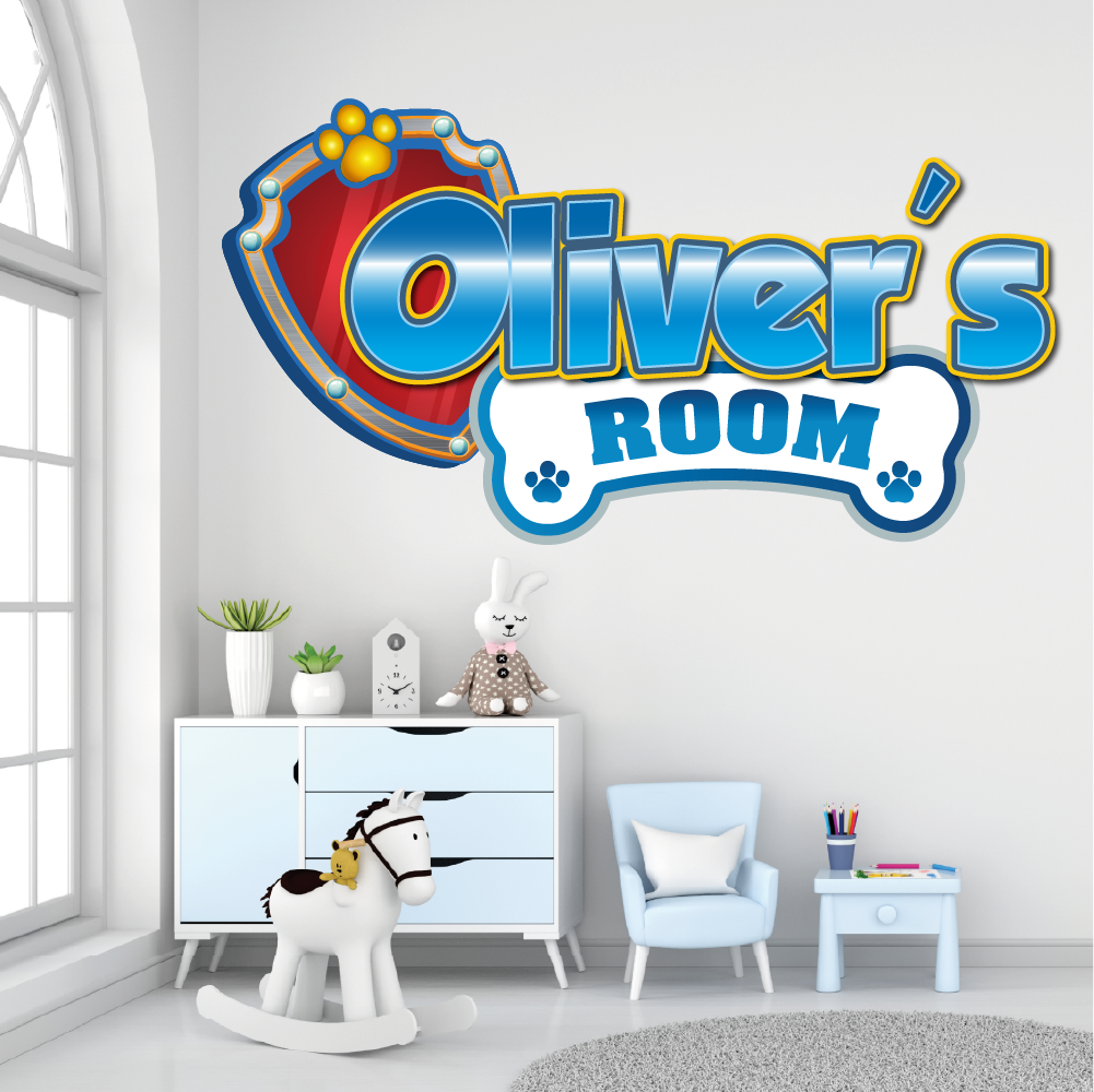 Custom Puppy Rescue Name Wall Decal — Personalized Kids' Room Wall Sticker