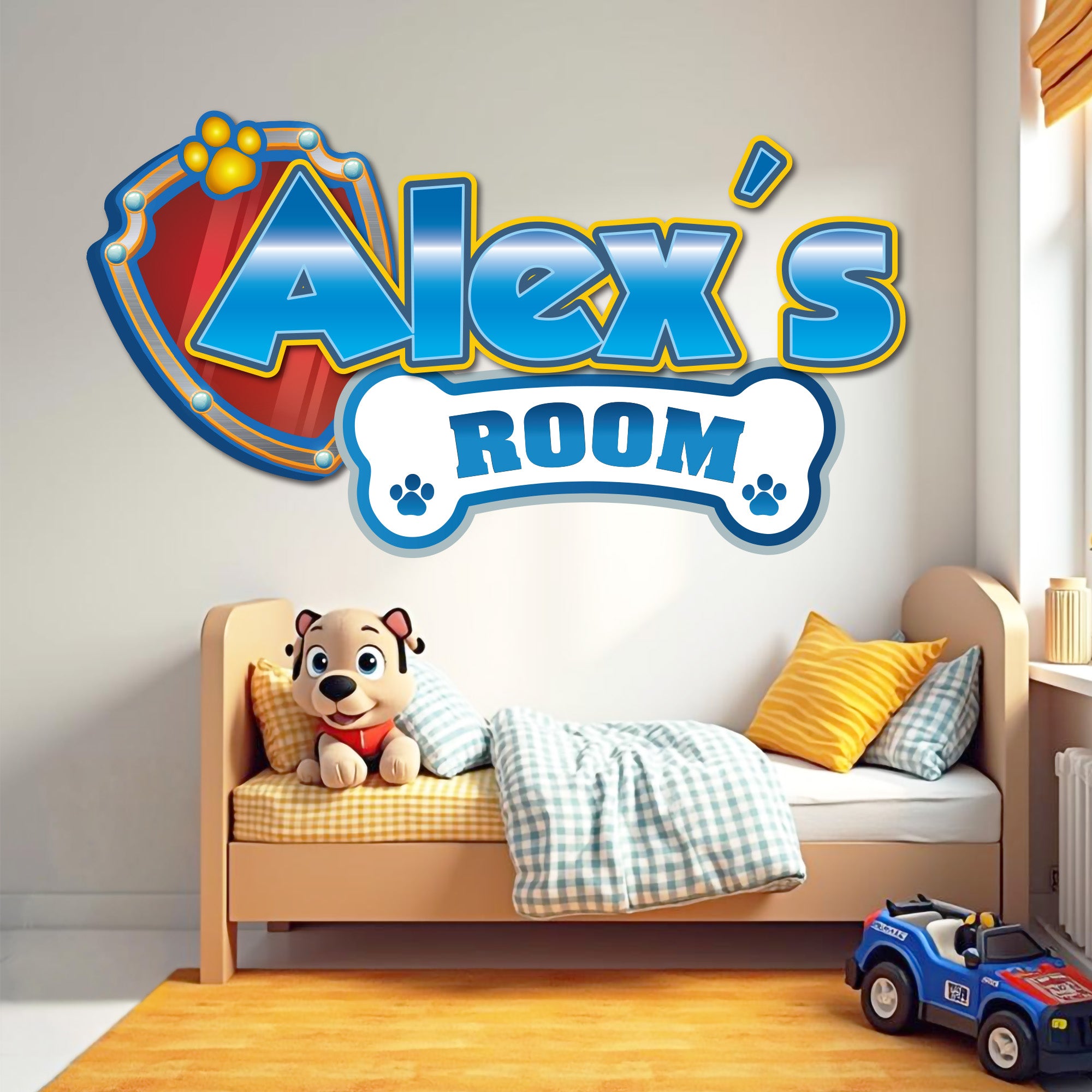 Custom Puppy Rescue Name Wall Decal — Personalized Kids' Room Wall Sticker