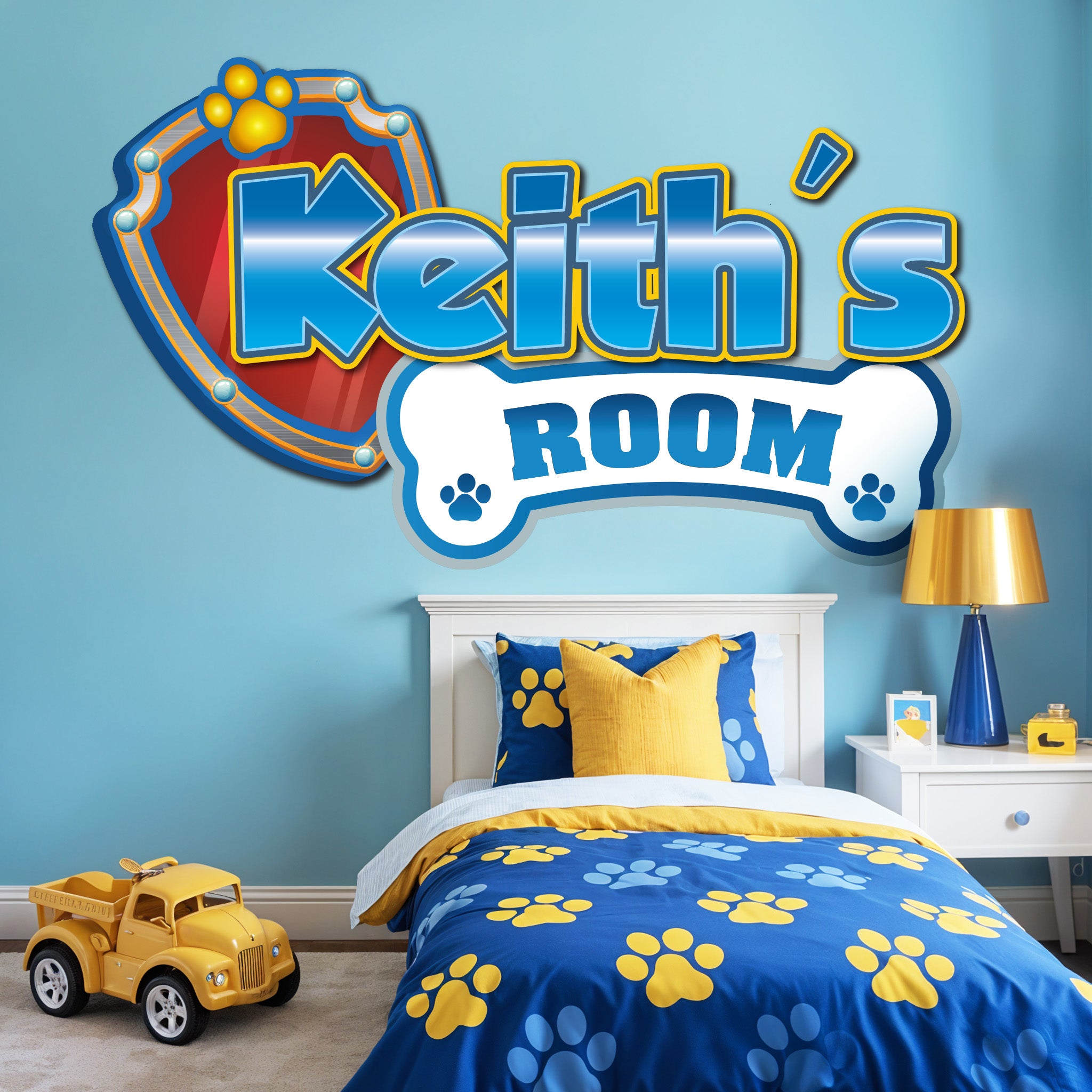 Custom Puppy Rescue Name Wall Decal — Personalized Kids' Room Wall Sticker