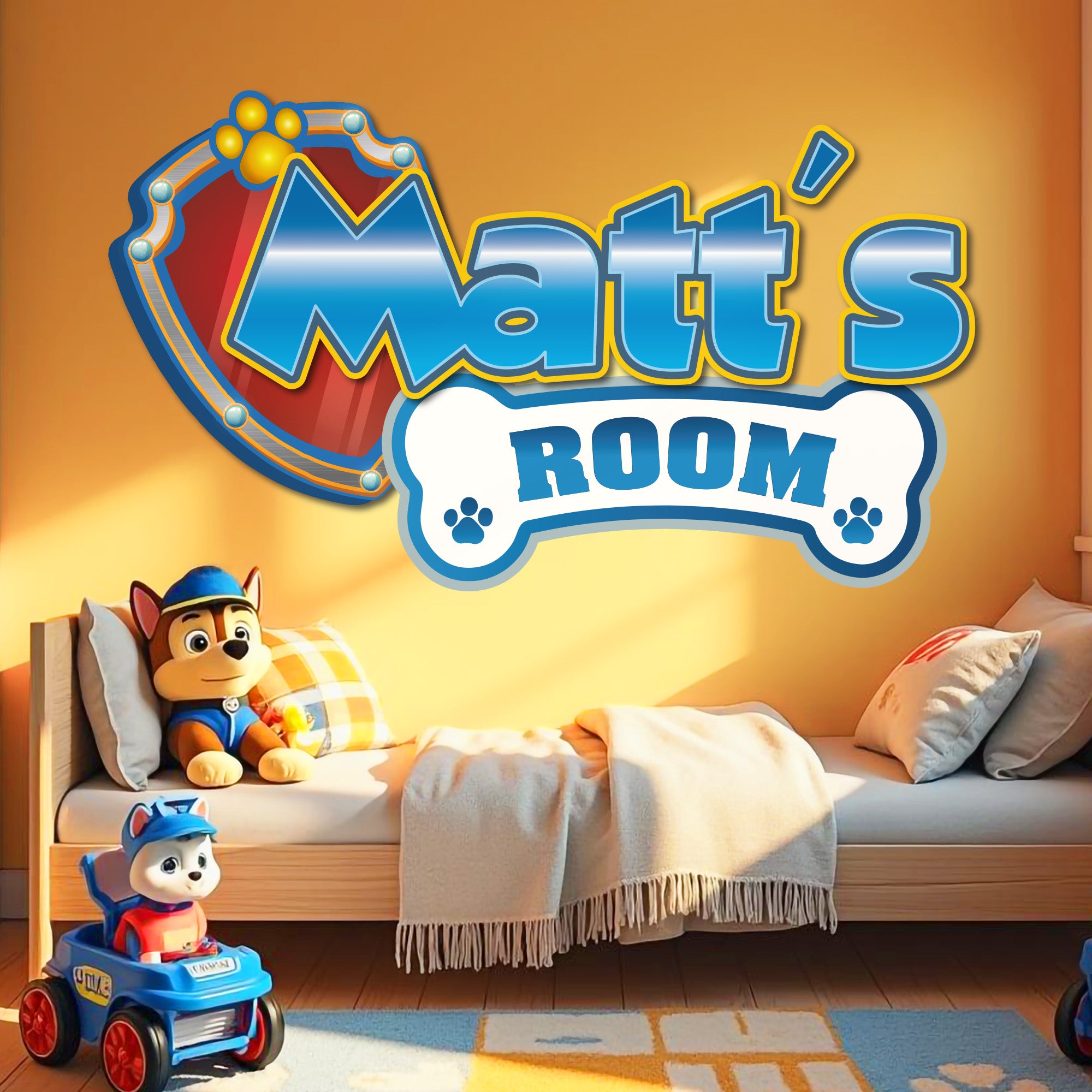 Custom Puppy Rescue Name Wall Decal — Personalized Kids' Room Wall Sticker