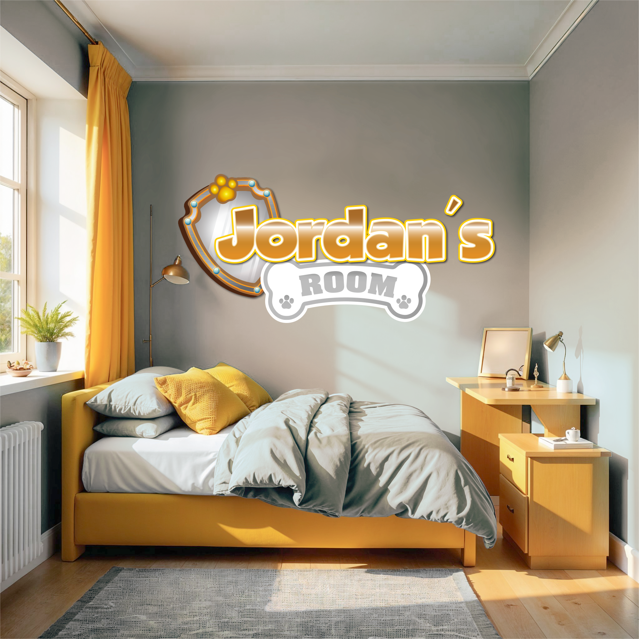 Custom Puppy Rescue Name Wall Decal — Personalized Kids' Room Wall Sticker