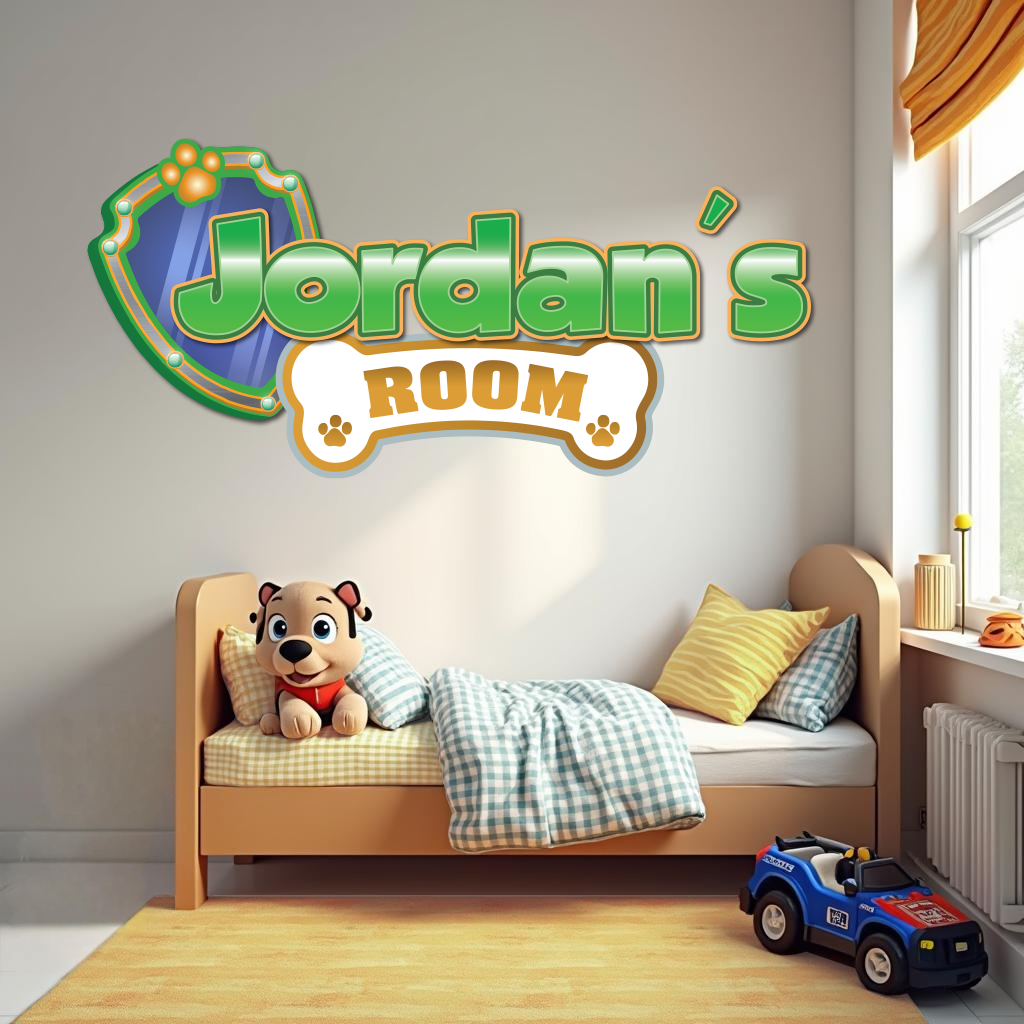 Custom Puppy Rescue Name Wall Decal — Personalized Kids' Room Wall Sticker