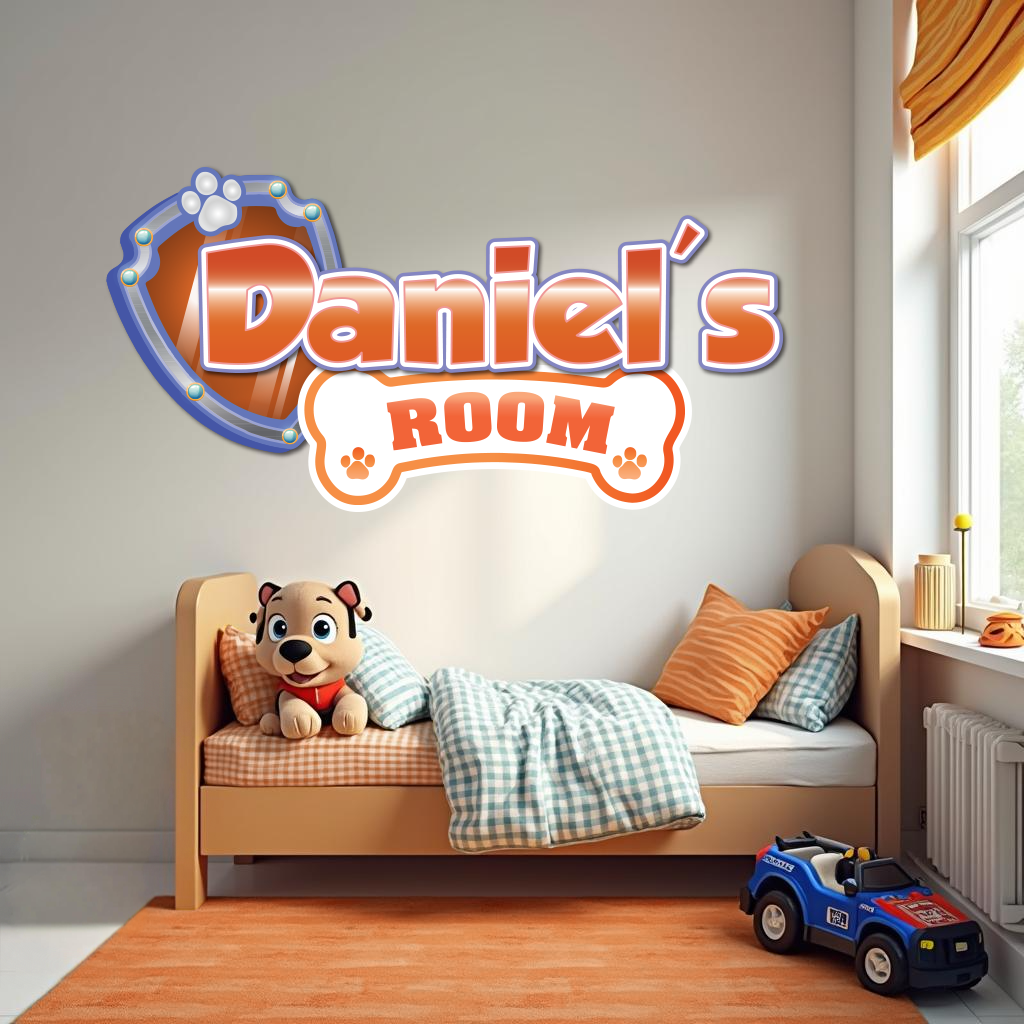 Custom Puppy Rescue Name Wall Decal — Personalized Kids' Room Wall Sticker