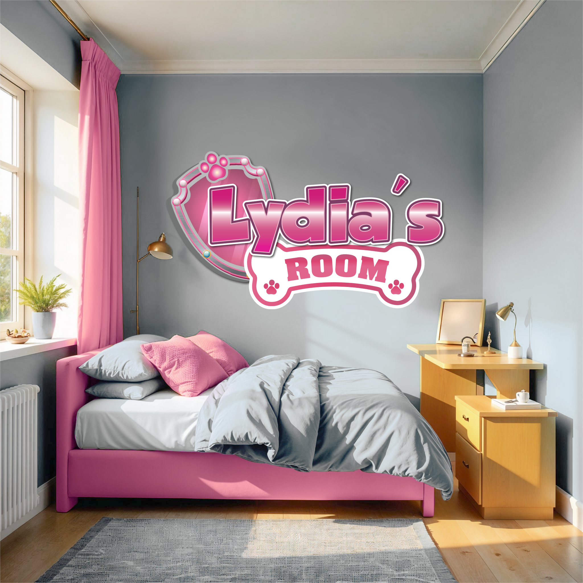 Custom Puppy Rescue Name Wall Decal — Personalized Kids' Room Wall Sticker