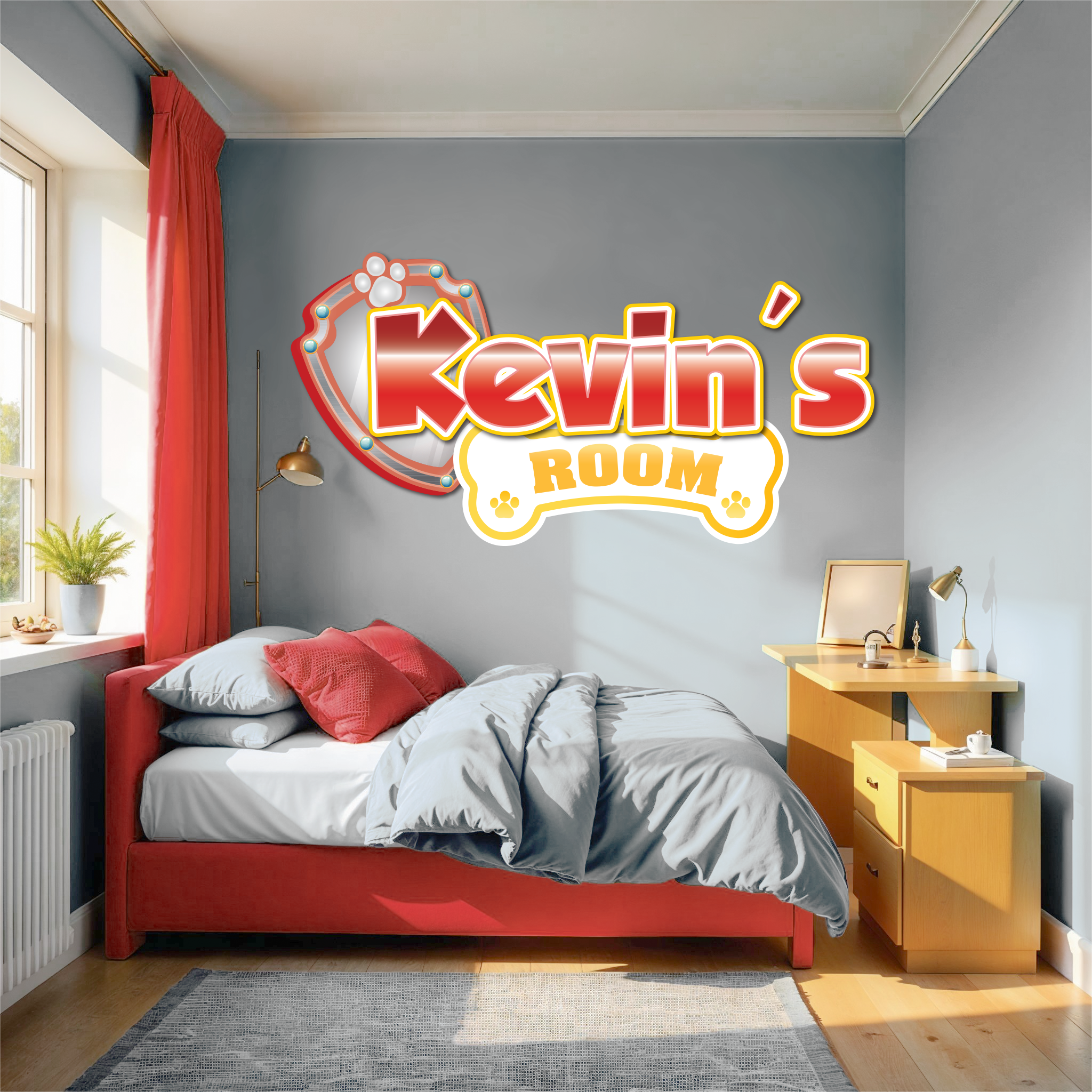 Custom Puppy Rescue Name Wall Decal — Personalized Kids' Room Wall Sticker