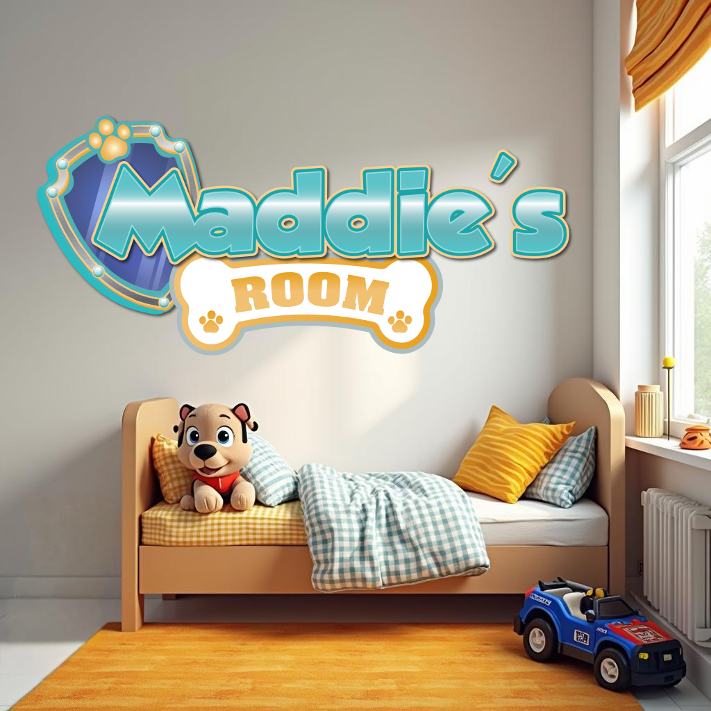 Custom Puppy Rescue Name Wall Decal — Personalized Kids' Room Wall Sticker