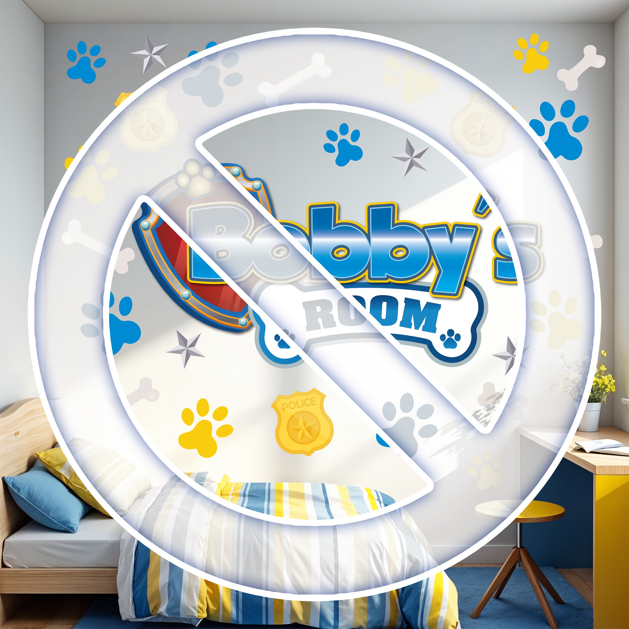 Custom Puppy Rescue Name Wall Decal — Personalized Kids' Room Wall Sticker