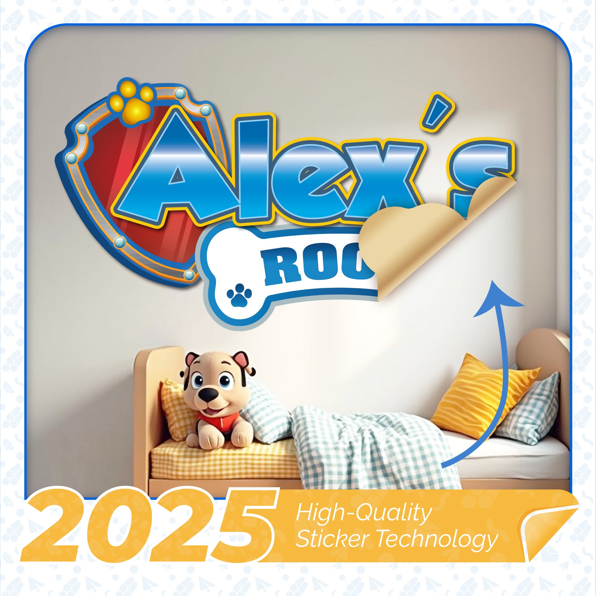 Custom Puppy Rescue Name Wall Decal — Personalized Kids' Room Wall Sticker