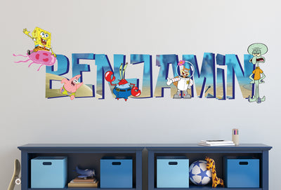 Decalque de parede de tentáculos do Bob Esponja - Adesivo de parede - Decalque de nome personalizado - Decoração de parede 3D Art Peel &amp; Stick - Vinil personalizado KA225