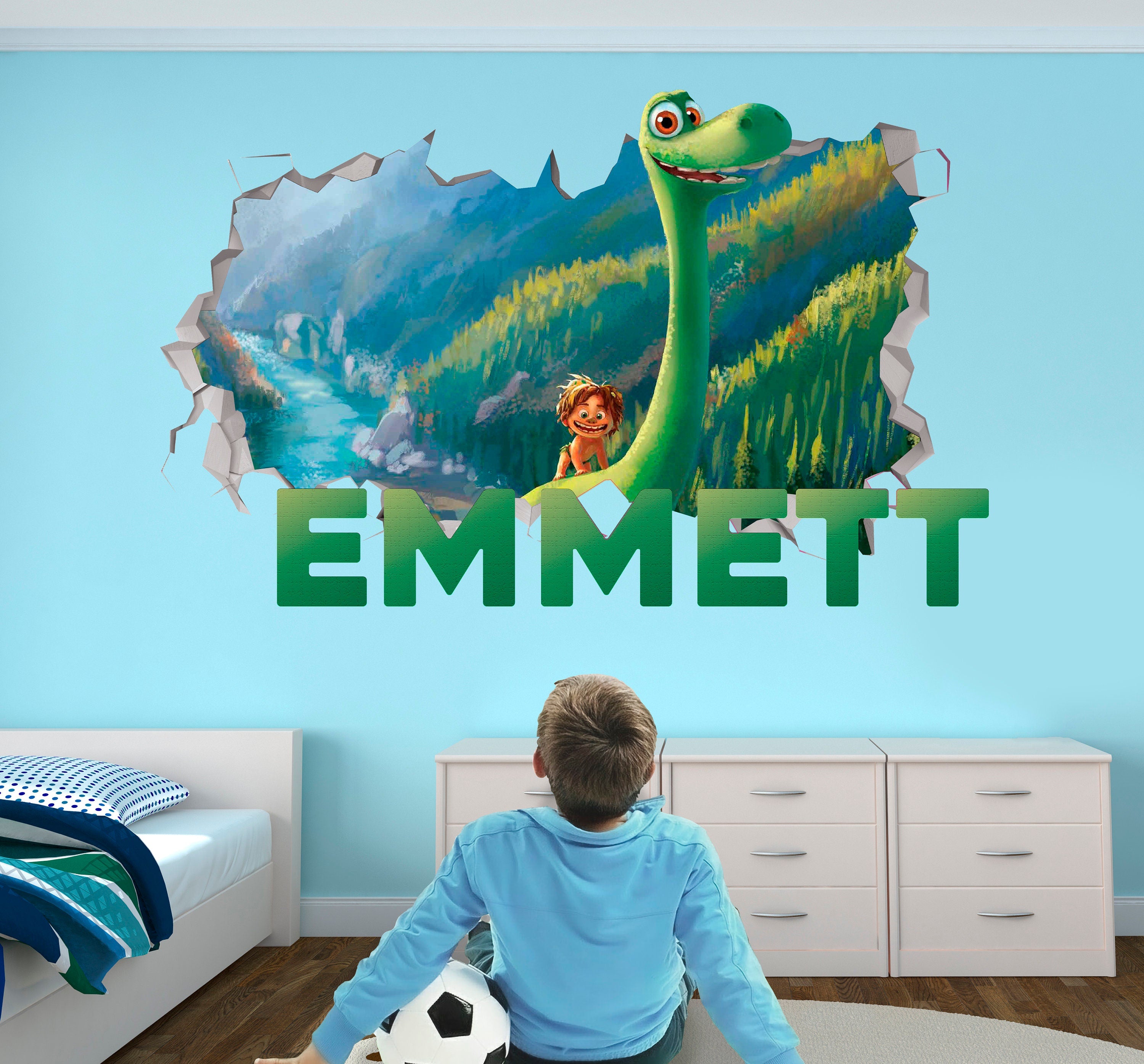 The Good Dinosaur Wall Decal - Wall Sticker - Custom Name Decal - Wall Decor 3D Art Peel & Stick - Custom Vinyl - MMAA423