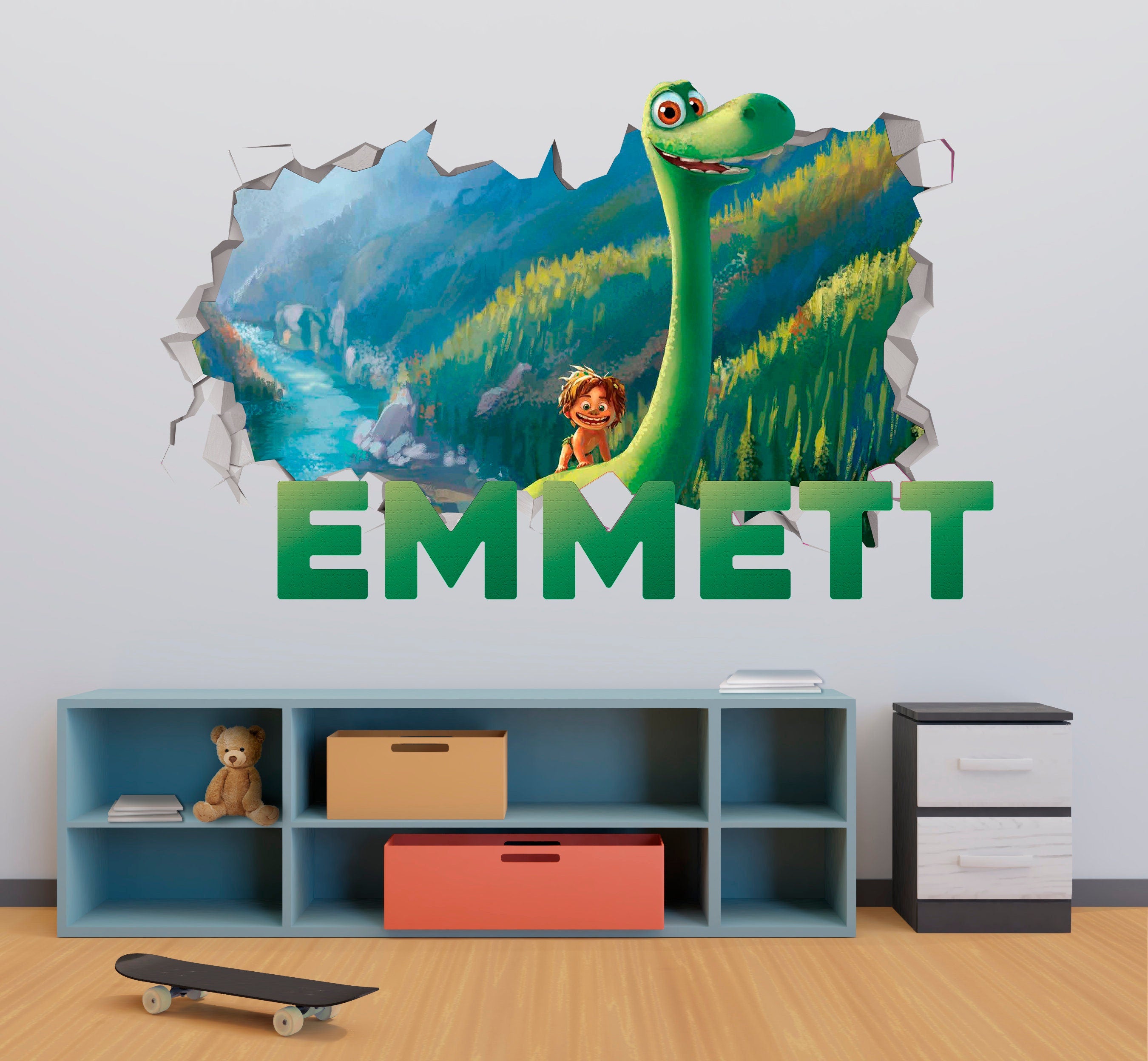 The Good Dinosaur Wall Decal - Wall Sticker - Custom Name Decal - Wall Decor 3D Art Peel & Stick - Custom Vinyl - MMAA423