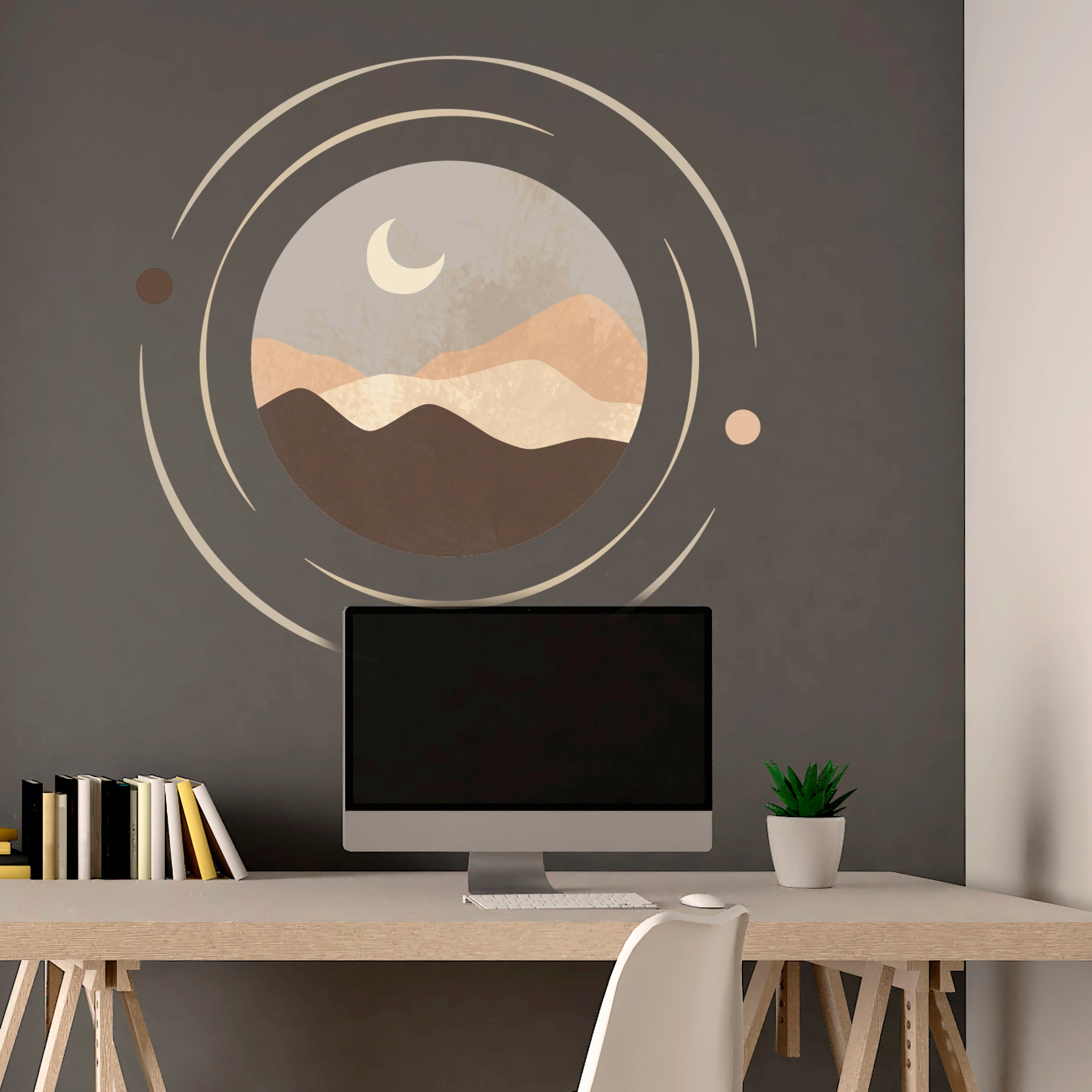 Lua Arte Circulo Adesivo de Parede - Decoração de Sala  - Autocolantes Decorativos - Papel de Parede Autocolante - Decoração Bohemia - MR468