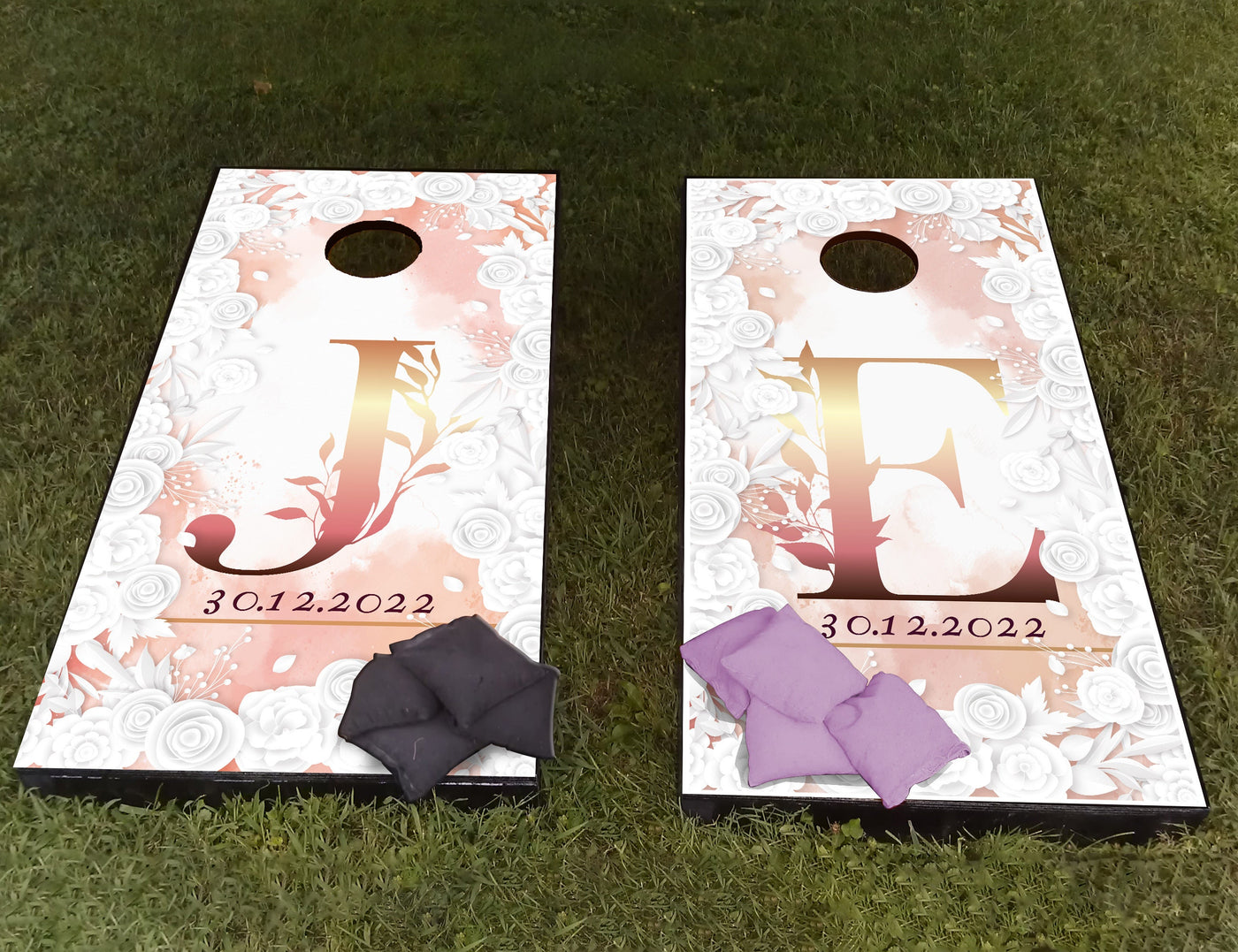 Wedding Custom Cornhole Wrap Decal Sticker 3D Texture Single - Laminated - Skin Vinyl Decal for Cornhole - Wedding - Personalized Gift