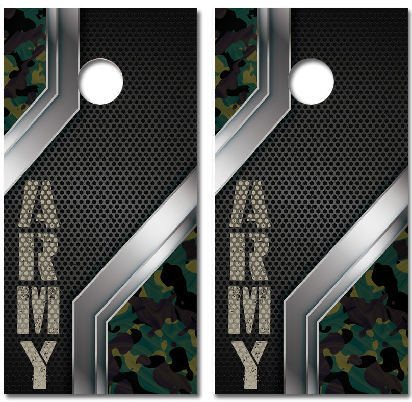 Carbon Fiber Army Style Custom Cornhole Wraps Decal Sticker 3D Texture Single - Laminated - Skin Vinyl Decal for Cornhole - Rustic Style