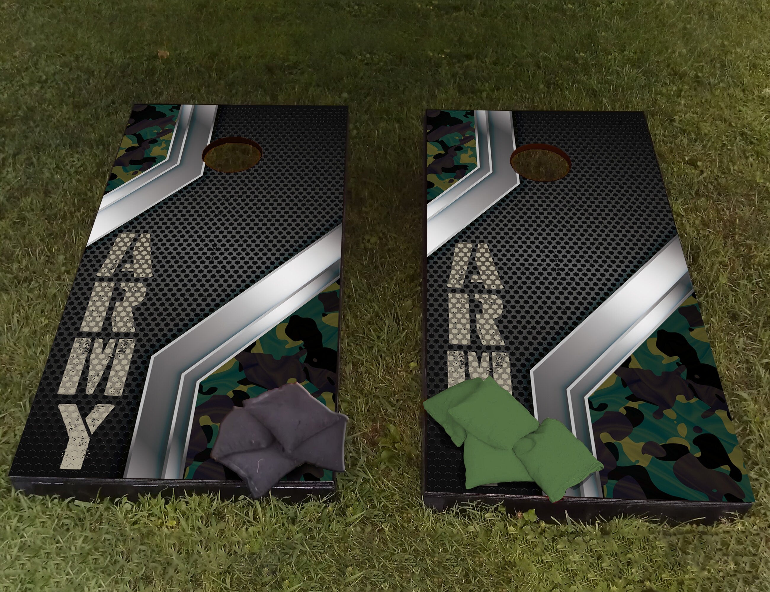 Carbon Fiber Army Style Custom Cornhole Wraps Decal