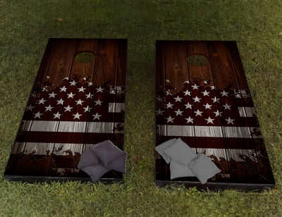 Bandeira dos EUA Placas Cornhole Personalizadas Americanas Envoltório Decalque Adesivo Textura 3D Único - Laminado - Decalque de vinil de pele estilo madeira para placas Cornhole