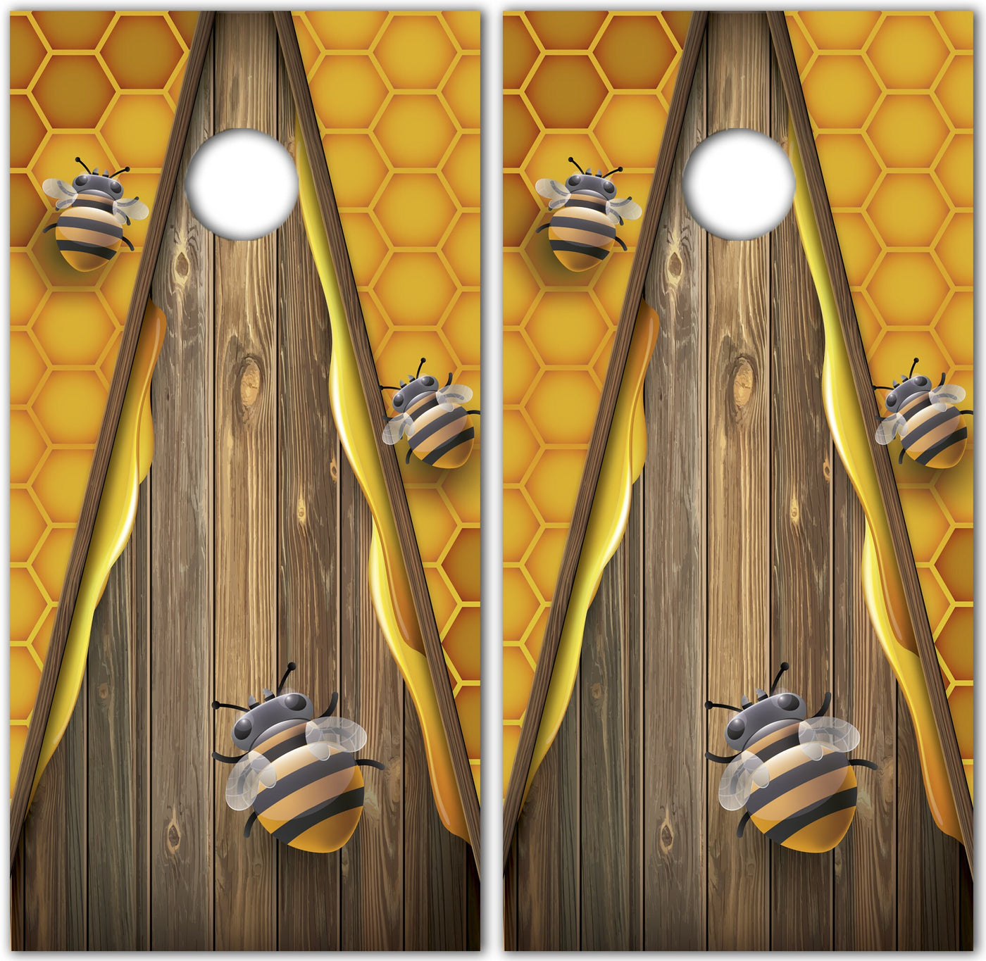 Honeycomb Bee Custom Cornhole Wrap Decal Sticker 3D Texture Single - Laminated - Skin Vinyl Decal for Cornhole Board Wood