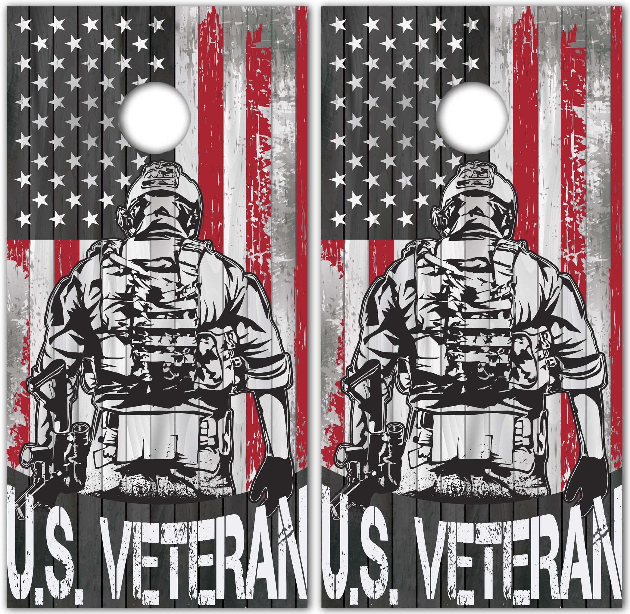 USA Veteran Custom Cornhole Wrap Decal Sticker 3D Texture Single - Laminated - Skin Vinyl Decal for Cornhole Board