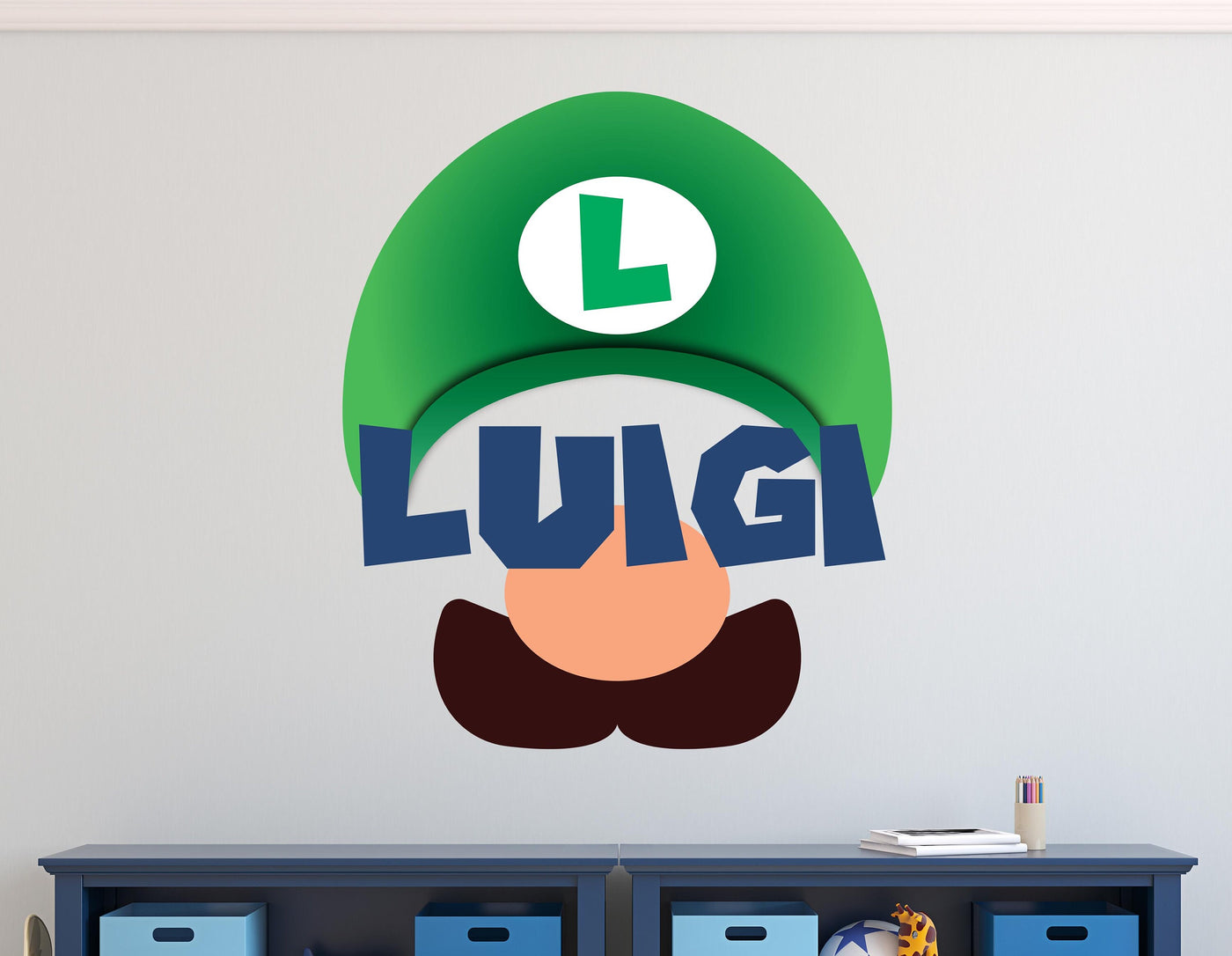 Decalque de parede com nome personalizado Luigi - Adesivo de vinil com nome personalizado removível - Quarto de decoração de parede infantil - Personalize seu nome