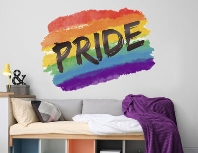 Pride Wall Decal Decor for Dorm room - Watercolor Rainbow Stickers for Room Decor - LGBT Pride Decal for Office- Pride Month Decor for Patio
