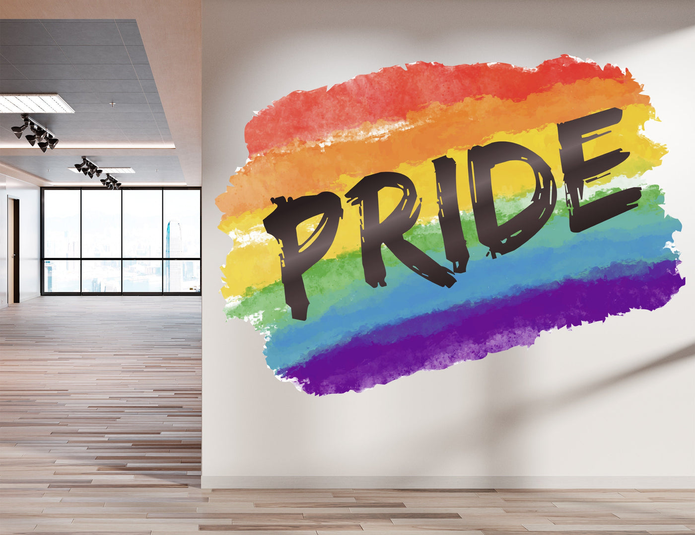 Pride Wall Decal Decor for Dorm room - Watercolor Rainbow Stickers for Room Decor - LGBT Pride Decal for Office- Pride Month Decor for Patio