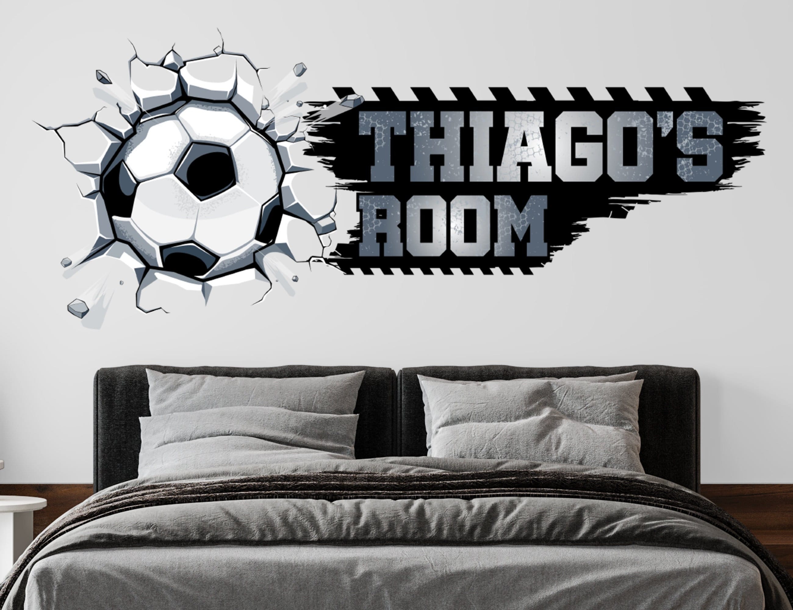 Nome Adesivo de Parede para Quarto de Meninos - Nome Personalizado de Futebol para Quarto de Bebê - Adesivo de Parede de Futebol para Quarto de Meninos - Arte Personalizada