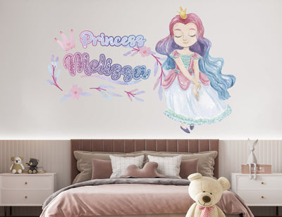 Customized Princess Wall Decal Custom Name for Girls - Wall Stickers for Girls Bedroom Decor