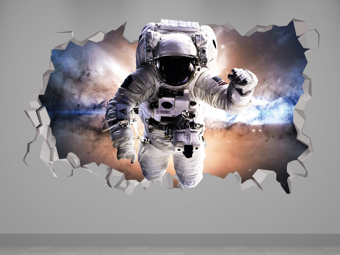 Parede adesiva de astronauta - Decalque de parede de astronauta - Cartaz de astronauta - Decoração de parede de astronauta - Arte de parede de astronauta - Decalque de parede de espaço