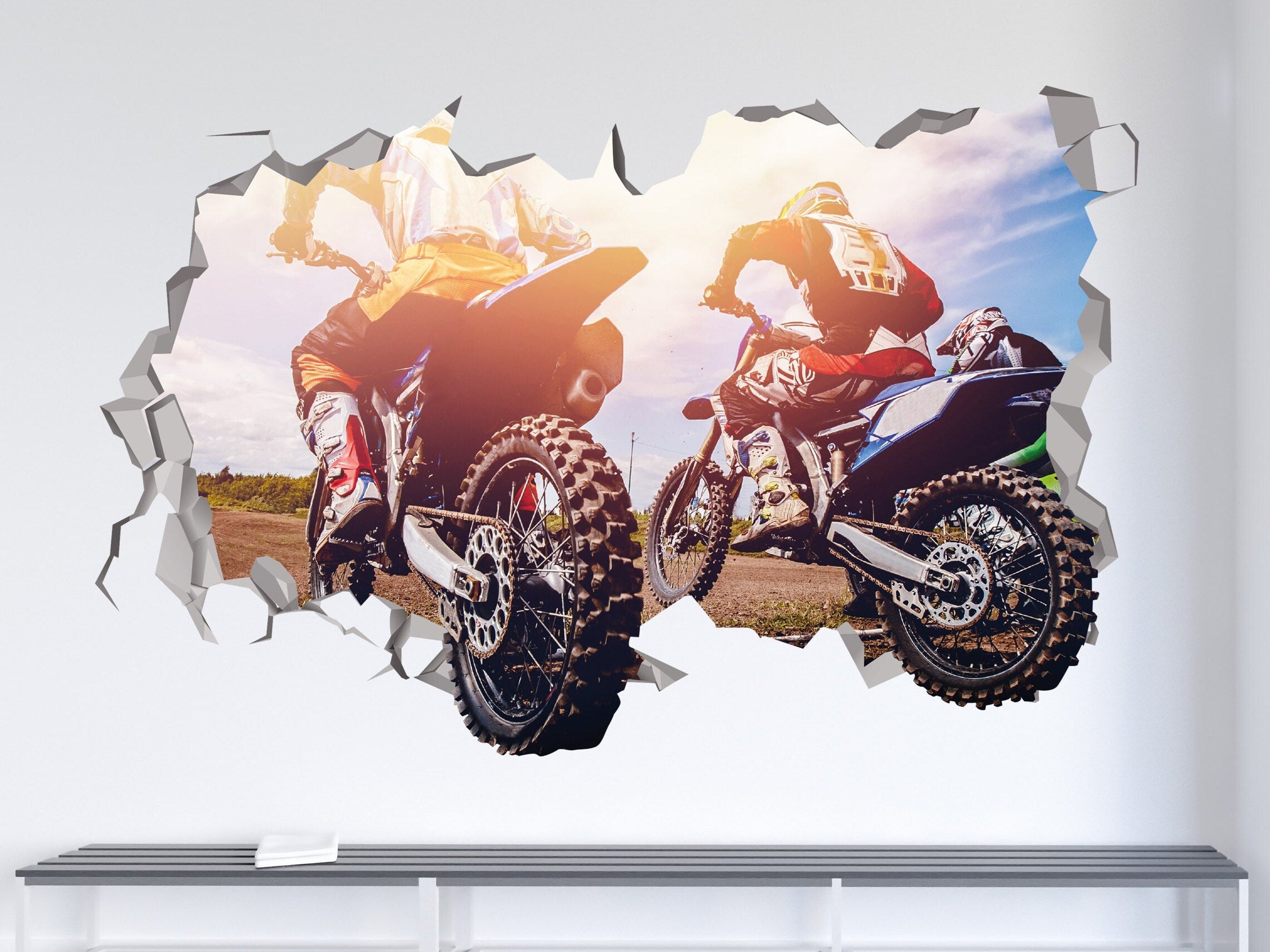 Motorcycle Decal - Motorcycle Sticker 3D - Motorcycle Wall Art for Room Decor - Motocroos Decor for Kids - Motorcycle Stickers for Walls