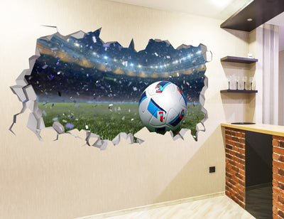 Decalque de parede de futebol - Arte de parede de futebol - Decoração de parede de futebol para quarto infantil - Pôster de futebol - Adesivos de futebol - Decalque de gol de futebol - Decoração infantil