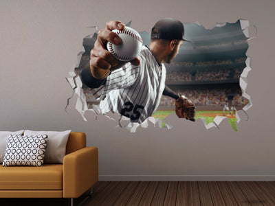 Decalque de parede de beisebol - Decoração de beisebol - Beisebol 3d - Vida de beisebol - Decoração de quarto de beisebol - Presente de jogador de beisebol - Decoração de berçário de beisebol