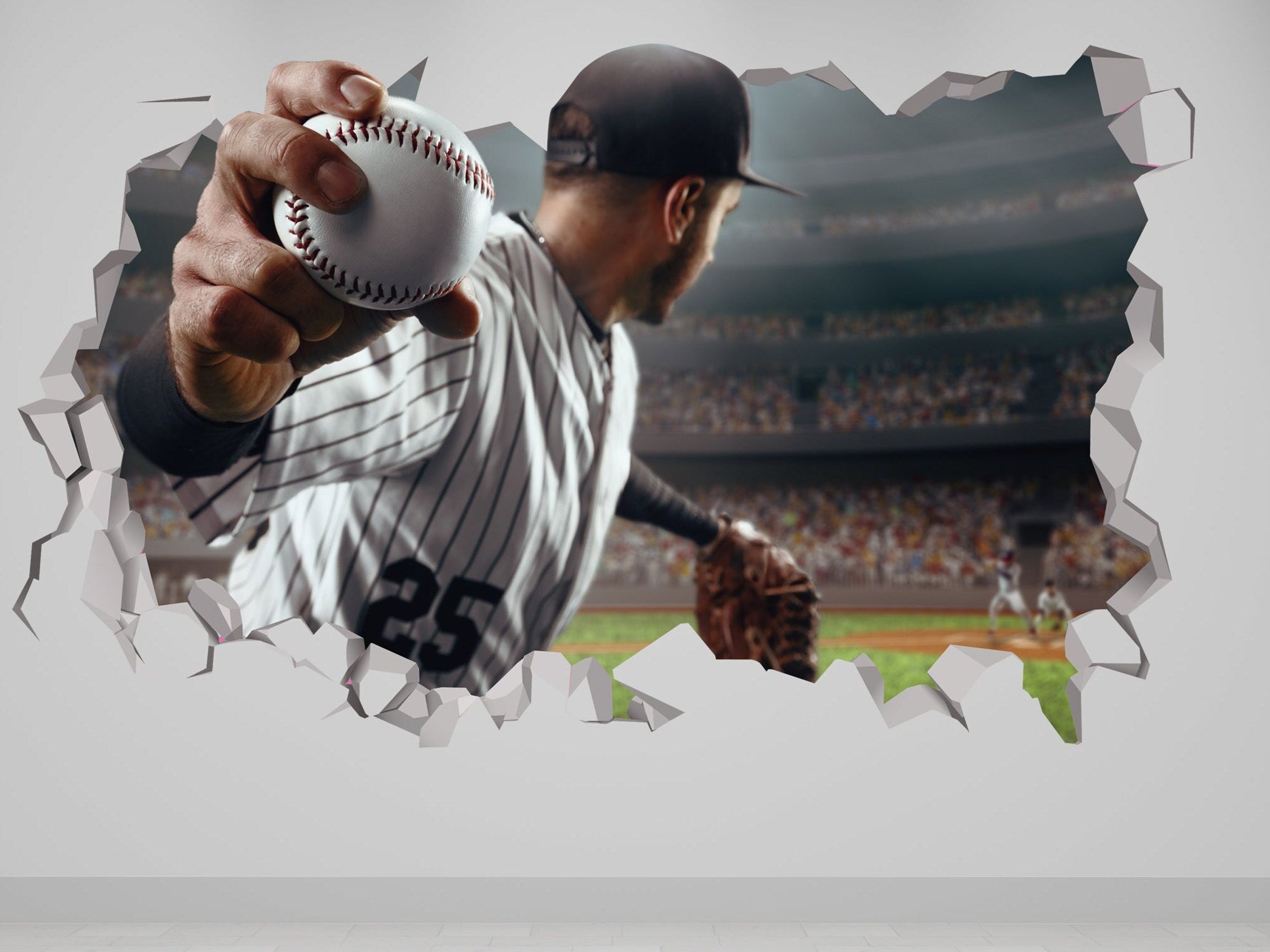 Baseball Wall Decal 3D