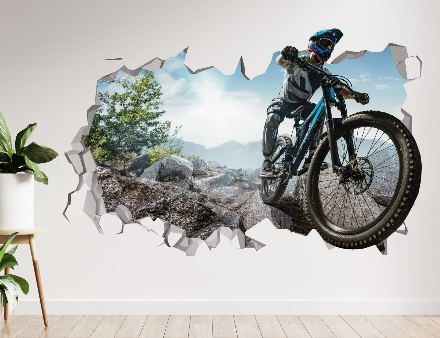 Decalque de parede de mountain bike - Decalque de bicicleta - Adesivos de bicicleta - Decalque de motocicleta - Decalque de parede 3D de arte em bicicleta - Presente de mountain bike - Decalque de mountain bike
