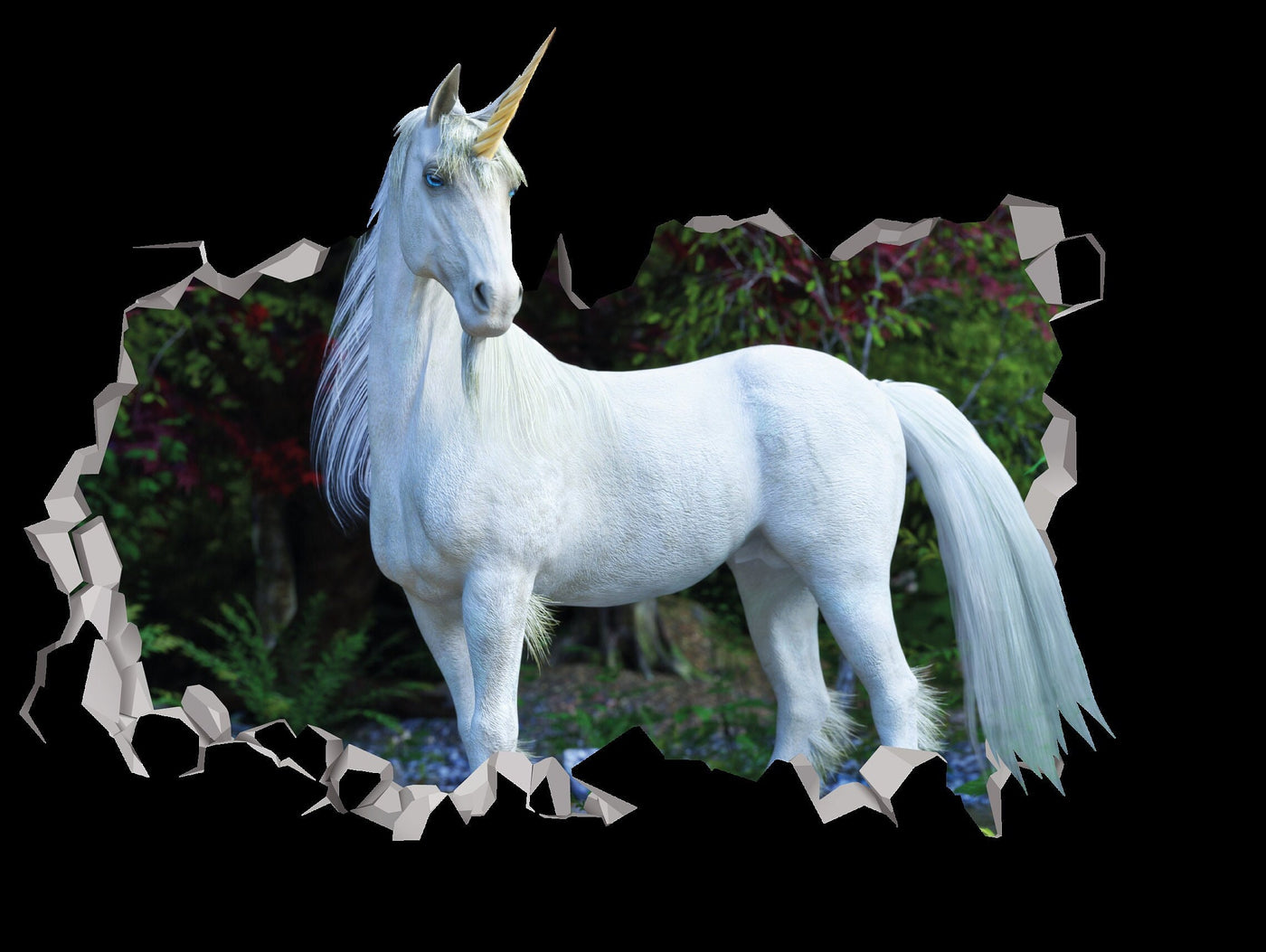 Unicorn Legendary Wall Decal - Animal Historic Sticker - Unicorn Party - Unicorn White Gifts - Unicorn 3d Art Clipart - Animal Room Decor