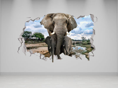 Elephant Wall Decal - Elephant Nursery - Elephant Decoration - Elephant Decor - Animal Wall Decal - Elephant Stickers - Elephant 3d Art