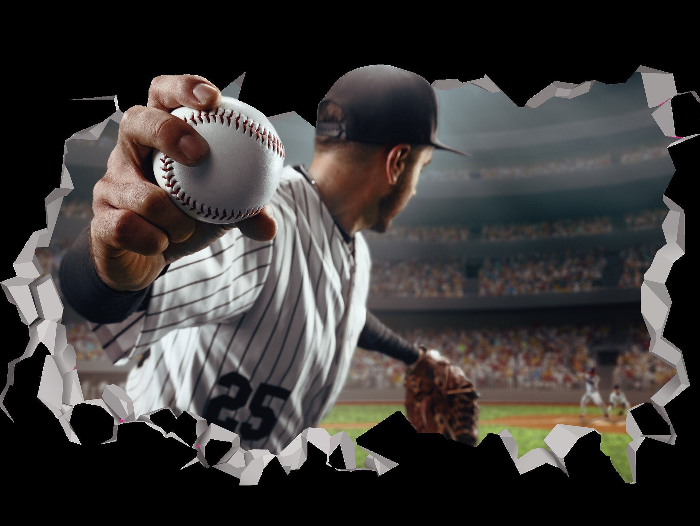 Baseball Wall Decal 3D