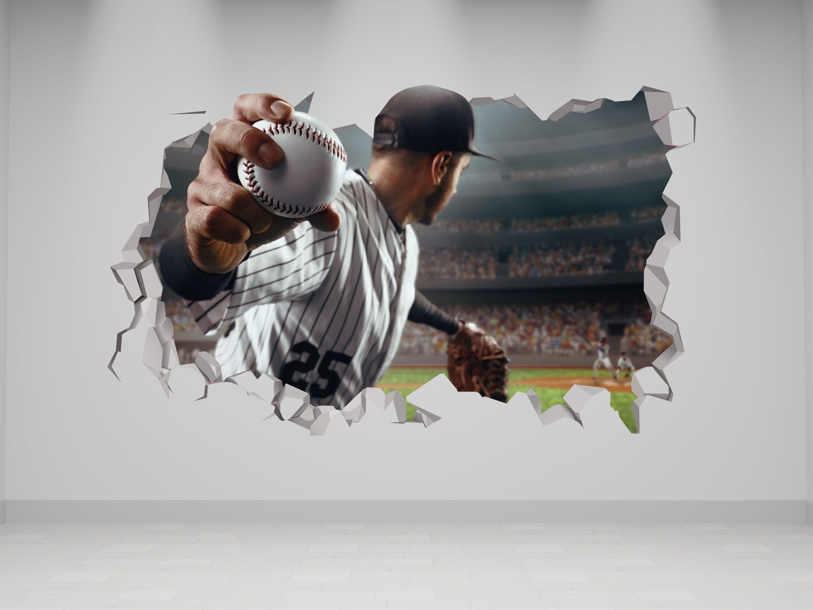 Baseball Wall Decal 3D