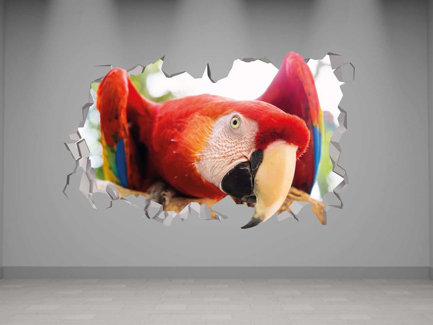 Macaw Wall Decal - Macaw Sticker - Macaw Red and Yellow - Macaw Scarlet Charm - Macaw Ornament - Macaw 3d Art Decor - Macaw Animal Tropical