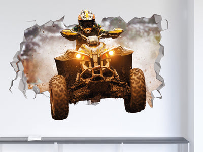 Motorcycle Wall Decal - Motorcycle Decor Art - Motocross Wall Decal Art - Rider Racing - Quad Biker 3d Art - Motorcycle Stickers Gifts