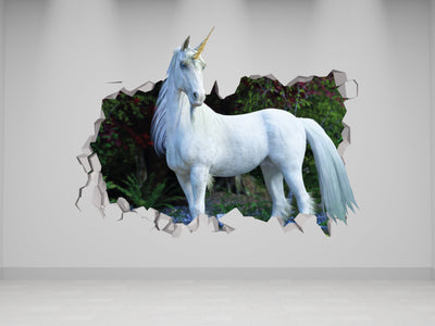 Unicorn Legendary Wall Decal - Animal Historic Sticker - Unicorn Party - Unicorn White Gifts - Unicorn 3d Art Clipart - Animal Room Decor