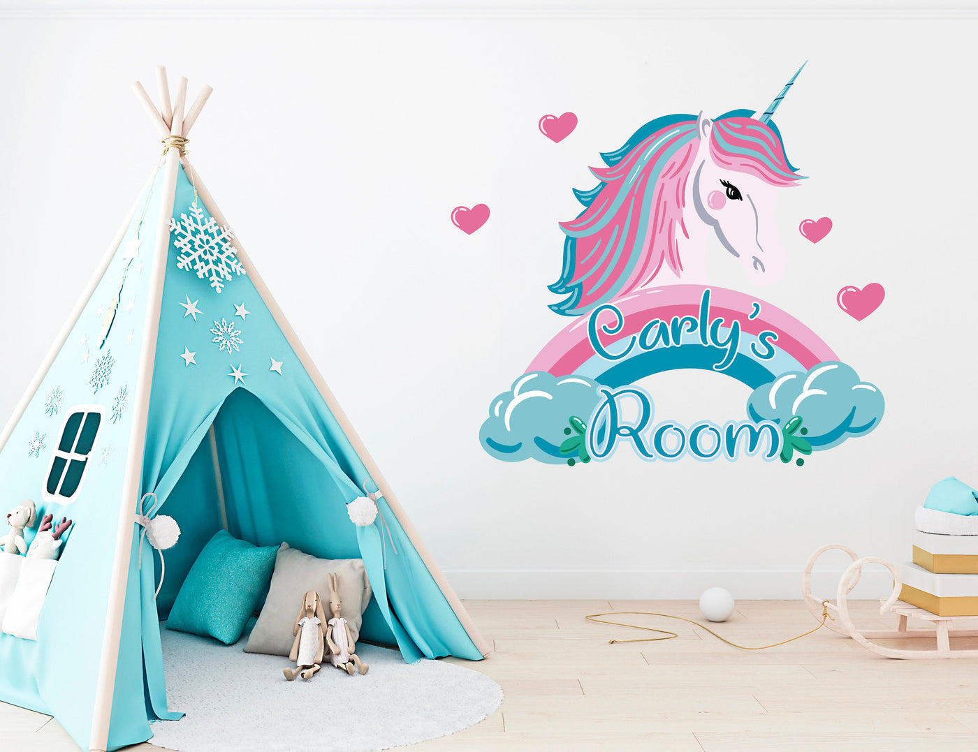 Unicorn Wall Decal - Personalized Unicorn Bedroom Decor for Girl- Kids Unicorn Room Decor - Custom Wall Decal - Unicorn Stickers