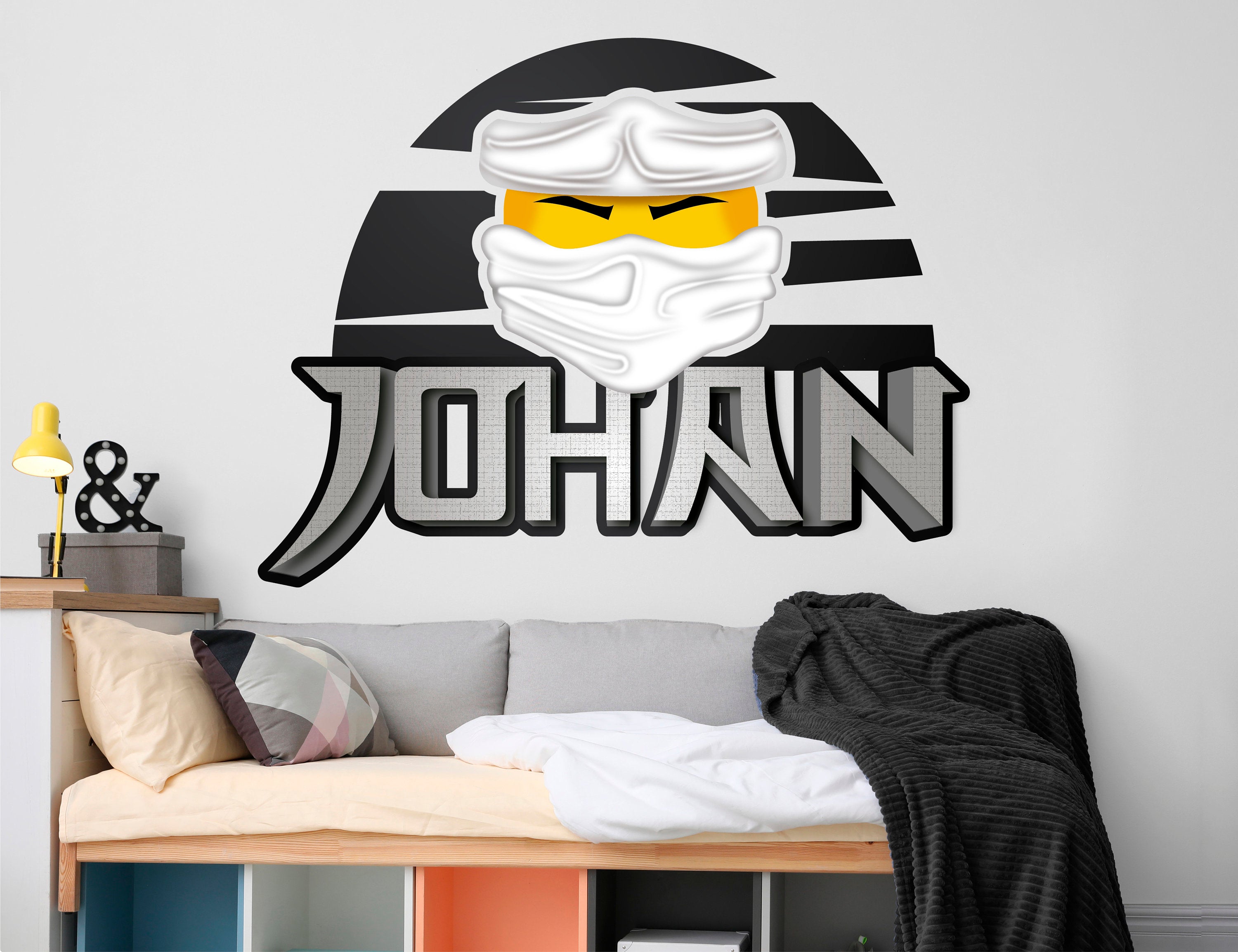 Personalized Ninja Wall Decal - Samurai Custom Name - Vibrant Vinyl Stickers for Kids Room Decor - Ninja-Themed Design - Customizable Gift