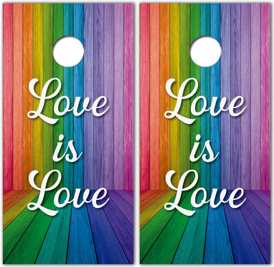 Love is Love LGTBQIA Pride Cornhole Wraps Decal - Rainbow Cornhole Wraps - Skin Vinyl Decal for Cornhole - Pride Themed Outdoor Games