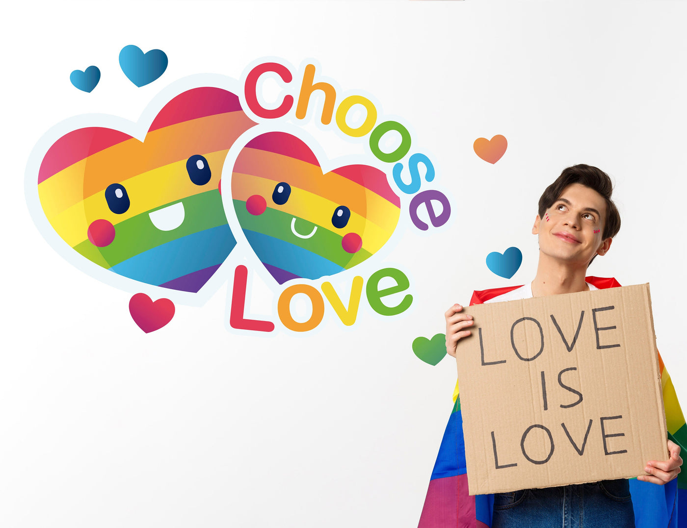 Choose Love Wall Decal for Room - Inclusive Office Decals - Celebrating Diversity Wall Decals - Pride Month Tribute Dorm Decals