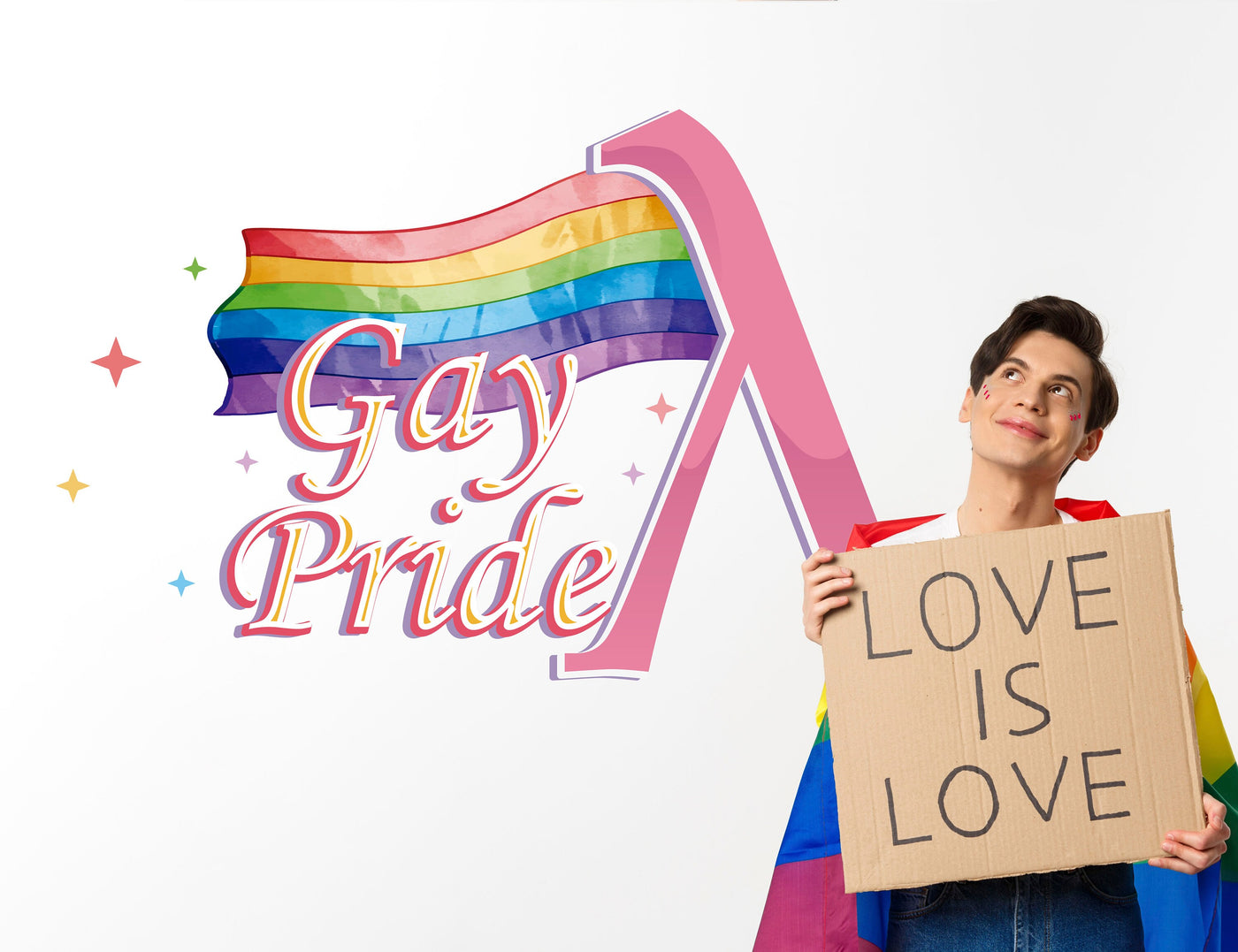 Decalque de parede da bandeira do orgulho gay para quarto - suporte com decoração de escritório do orgulho - decalques de parede comemorando a diversidade - decalques coloridos do dormitório do orgulho